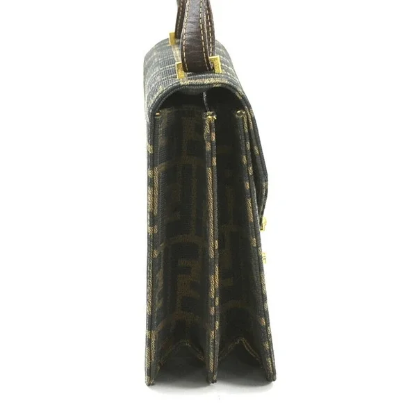 FENDI Brown Leather Zucca Shoulder Bag - Picture 2 of 5